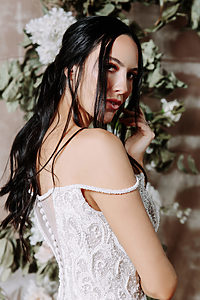 girl with white celene gown