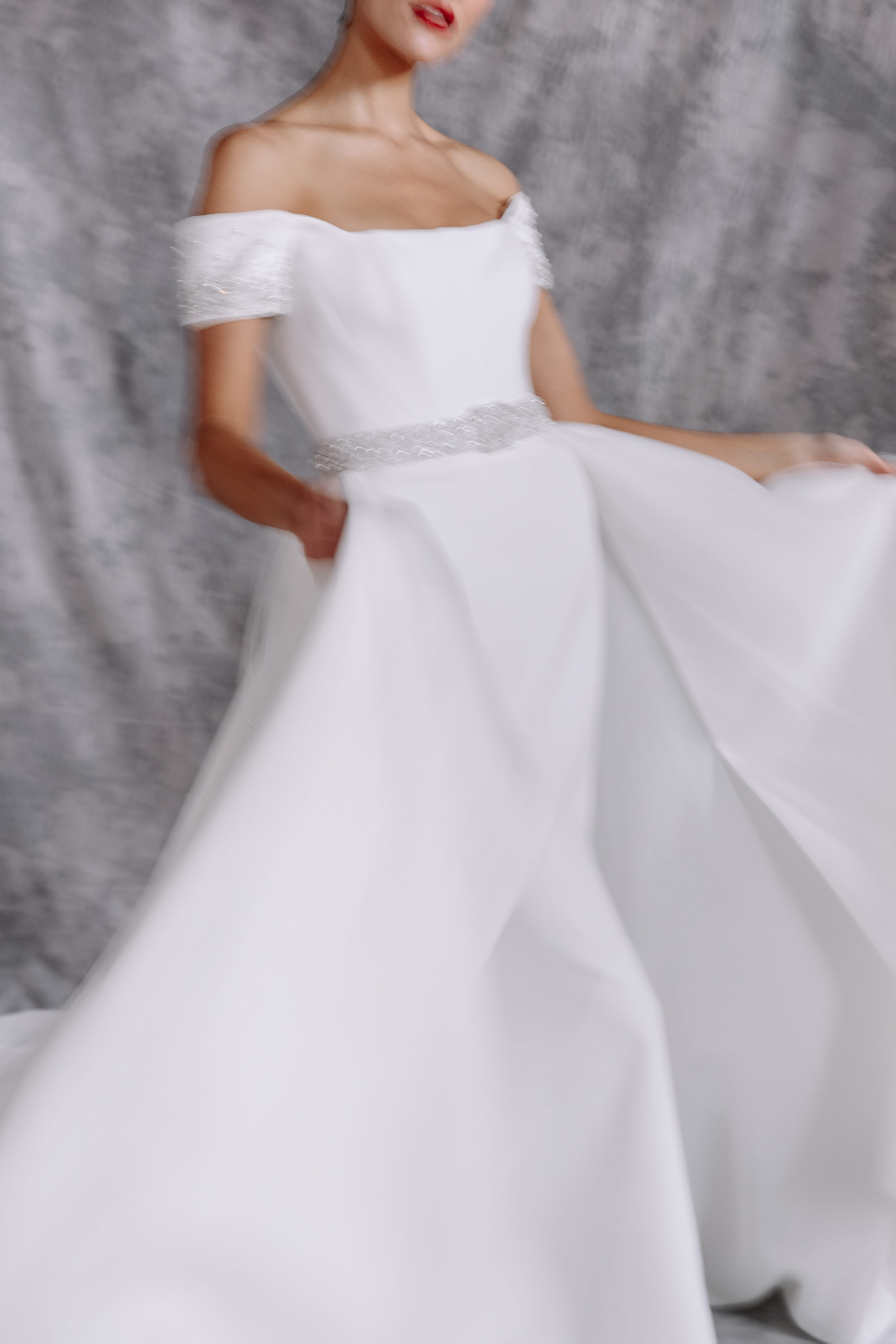 girl with white off shoulder gown